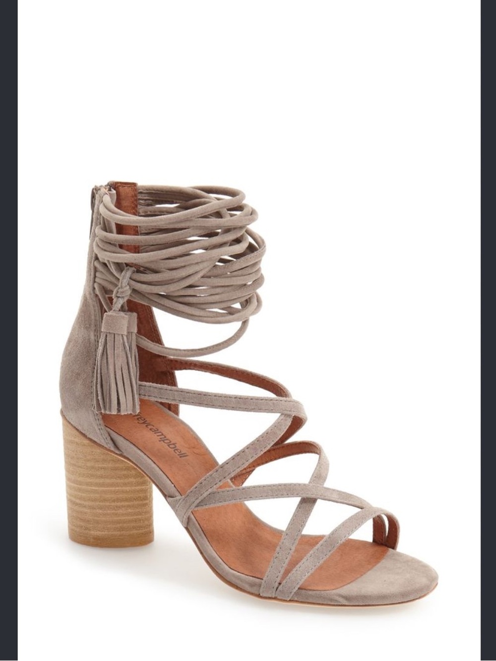 Jeffrey Campbell- Despina heeled sandals, gray suede, size 10